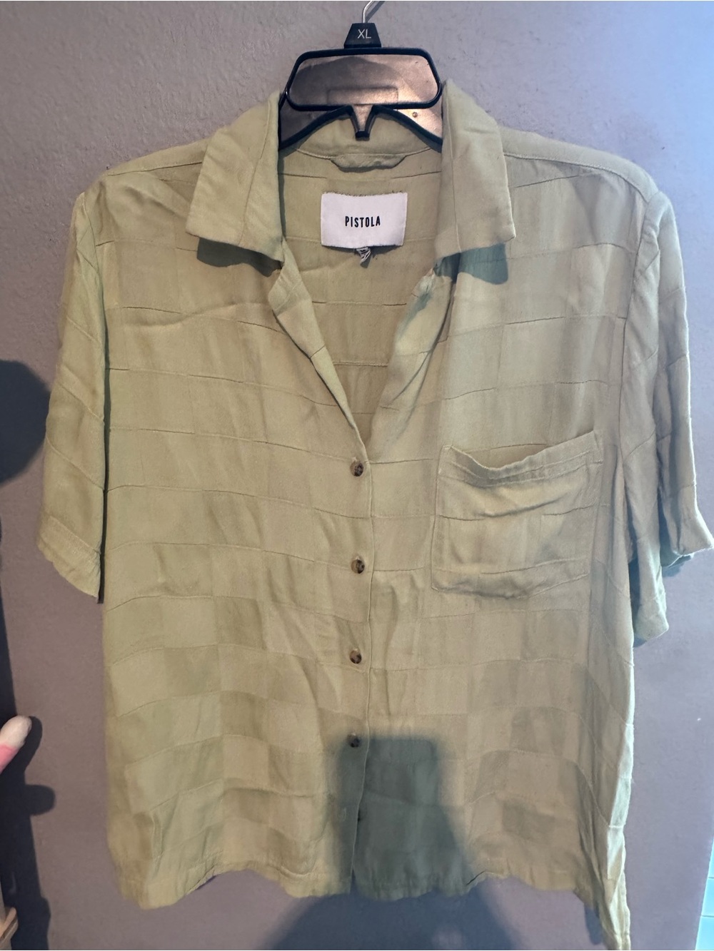 Pistola Men's Short-Sleeve Button-Down Shirt in Sage Green